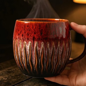 Taza de café de cerámica hecha a mano, taza de té grande de 20 oz