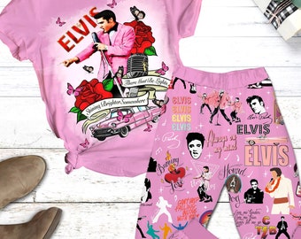 Elvis Presley Pajamas Set, Elvis Presley Shirt, Elvis Presley Pajamas Pants, Elvis Presley Holiday Pajamas, Elvis Presley Fan Gift For Fans