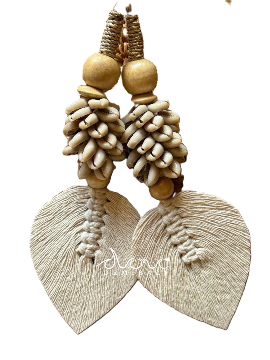 2 Pieces Macrame Shell Boho Chic Curtain Tie Back Wall Hanging Tassel ...