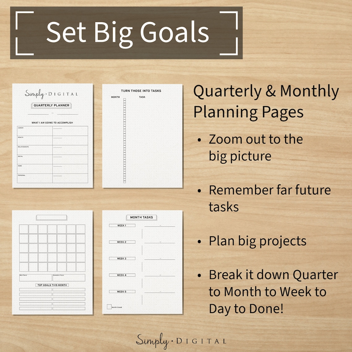 Printable Planner System | Daily, Weekly, Monthly, Quarterly (PDF) - Etsy