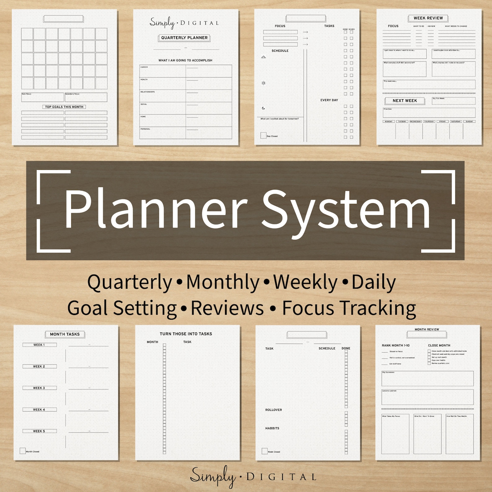 Printable Planner System | Daily, Weekly, Monthly, Quarterly (PDF) - Etsy