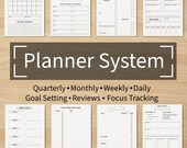 Printable Planner System | Daily, Weekly, Monthly, Quarterly (PDF)