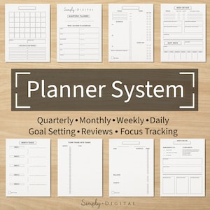 Printable Planner System | Daily, Weekly, Monthly, Quarterly (PDF)