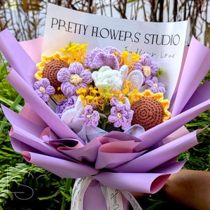 Häkelblumenstrauß, Häkelblumen, Hochzeitsstrauß, Blumenarrangement Valentinstag, Muttertag, Abschlussgeschenke, Häkellilien