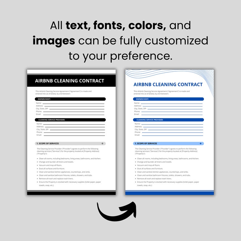 Airbnb Cleaning Contracts Editable Cleaning Contracts Airbnb Cleaning