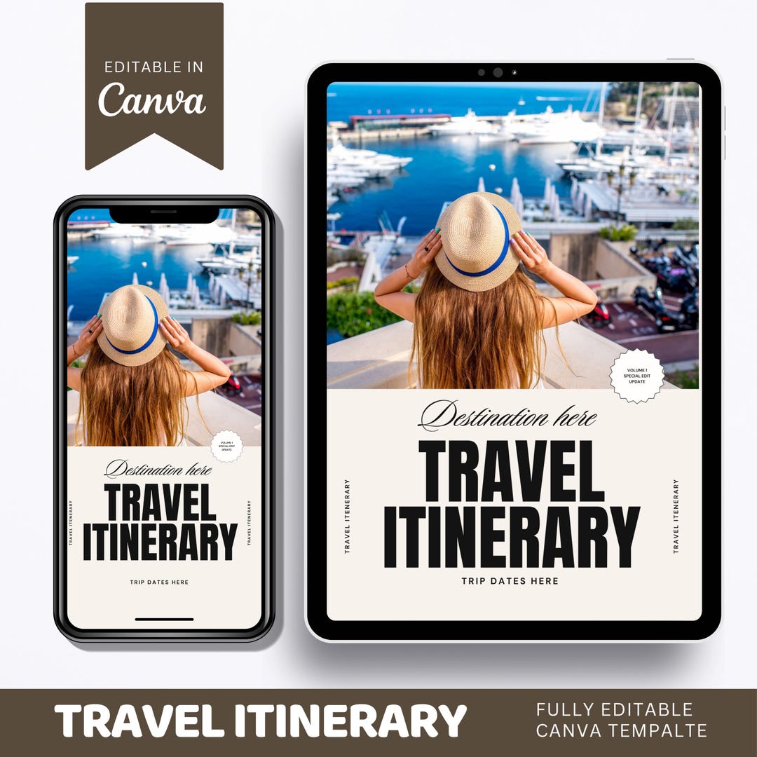 Editable Travel Itinerary Template: Vacation Planner (digital Download ...