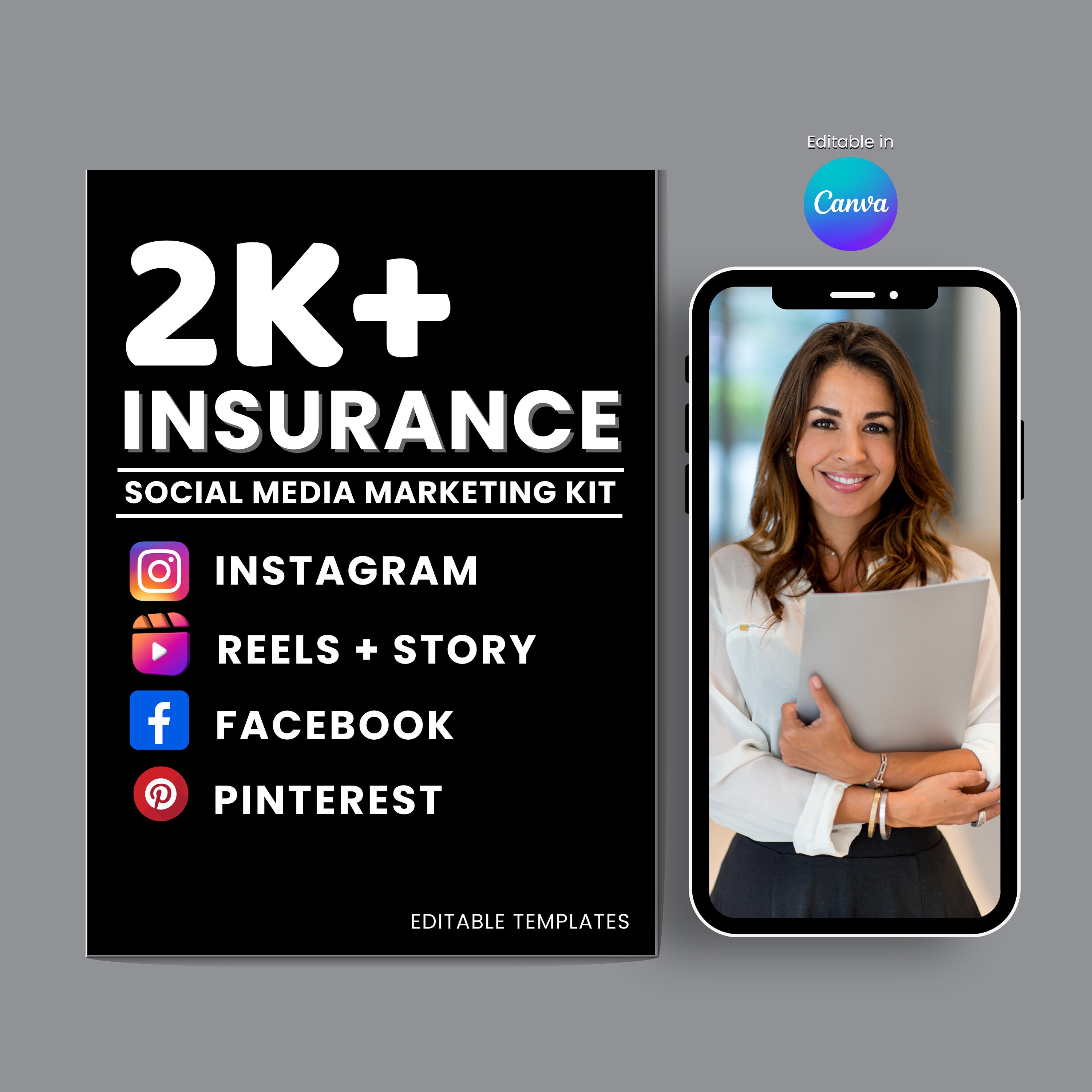 Insurance Social Media Kit: 1500+ Templates (Digital Download)