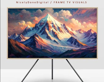 Winter Snowy Mountains Landscape, Snowy Mountain Tv Art, Christmas Frame Tv Art, Winter Frame Tv Art, Oil Painting, Bundle 3 for 1, Digital