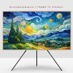 Starry Night Wall Art, Samsung Frame TV Art, Vivid Color Wall Art, Classy Wall Art, Downloadable Picture, Digital Art for Tv, Van Gogh Art