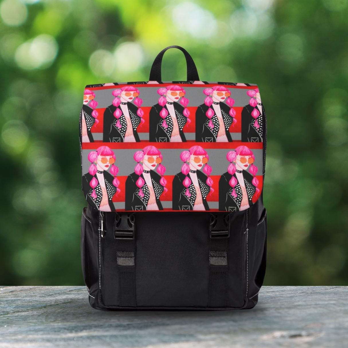 Discover Pink Rock Girl Oxford Canvas Daypack