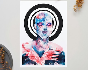 Dreamy Colors Art Print | Abstract Psychedelic Portrait | Vivid Watercolor Artwork