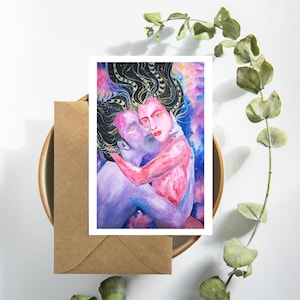 Romantisches 7 Kunstpostkarten-Set, Briefpapier zum Thema Liebe für Paare, einzigartiges Geschenk für Jubiläen, handgemalte Wanddekoration, lebendige Kunstdrucke