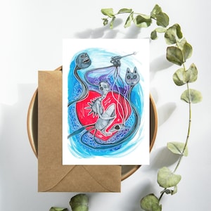 Unique 7 Art Postcards Set, Whimsical Greetings, Hand-Drawn Illustration Cards, Perfect for Birthdays, Art Lovers, Collectible Mail