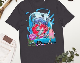 Camiseta gótica de algodón orgánico: arte caprichoso, estilo urbano