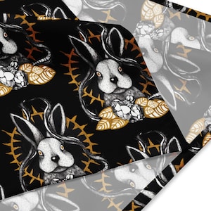 Gothic Bunny Bandana, Urban Face Covering Accessory, Scarf for Men & Women, Edgy Streetwear Scarf, Alternative Fashion, Pet Bandana