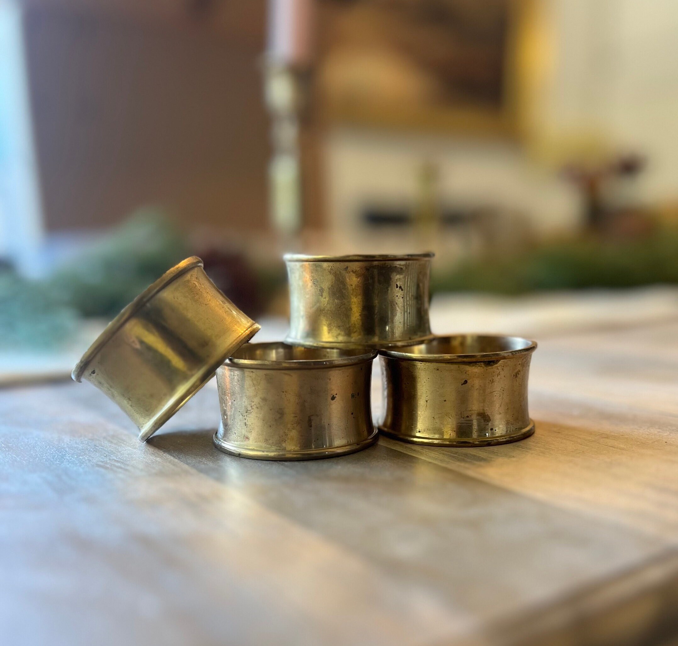 Set of 4 Vintage Brass Napkin Rings Etsy