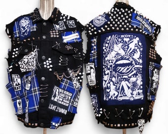 CUSTOM PATCHED punk battle vest, XL size, Unisex