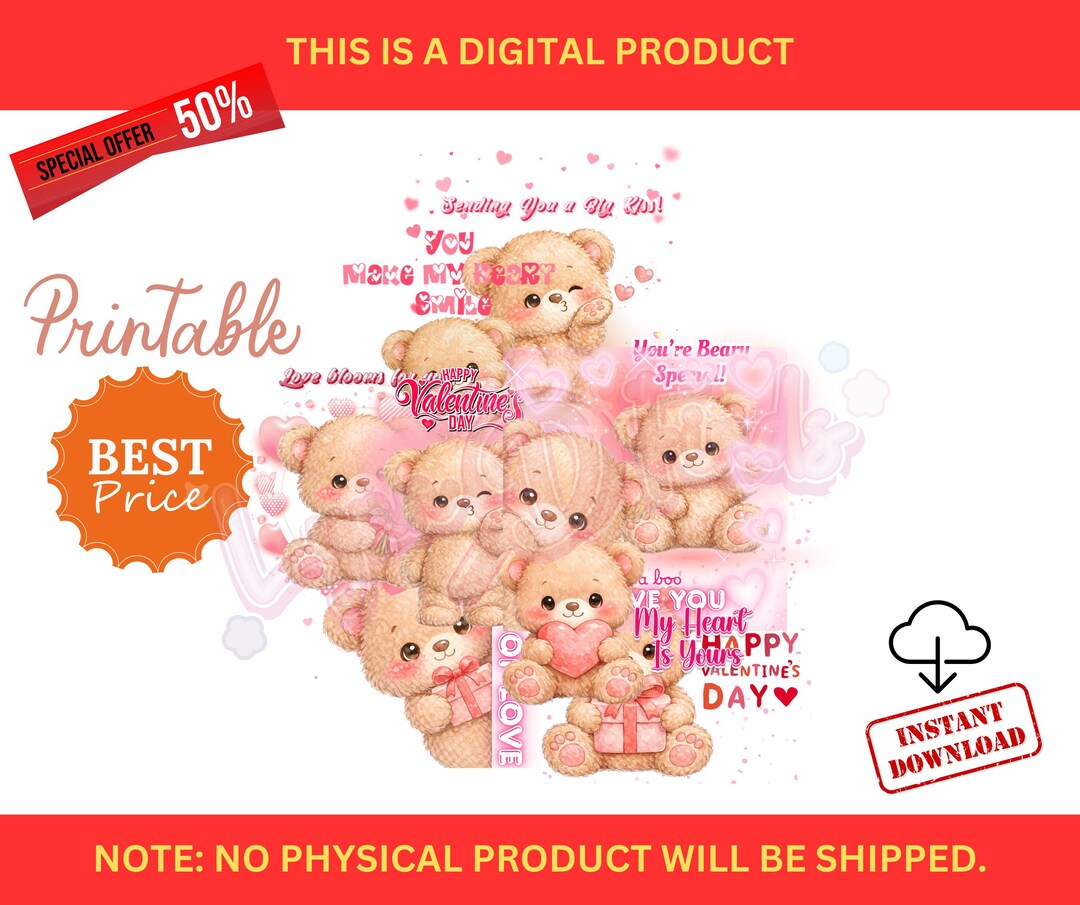 Valentine Teddy Bear PNG Bundle (10 Pngs) | Cute Love Bear Clipart ...