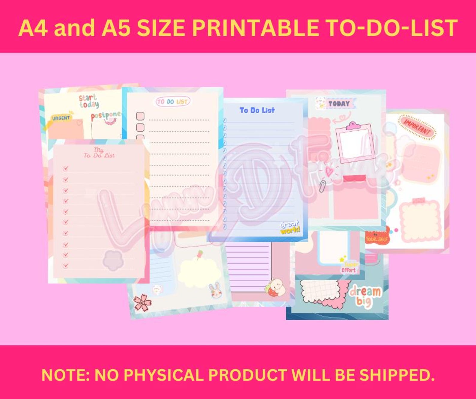 Pastel To-do List Printable Bundle (A4 & A5) | Cute Daily Planner Pages ...
