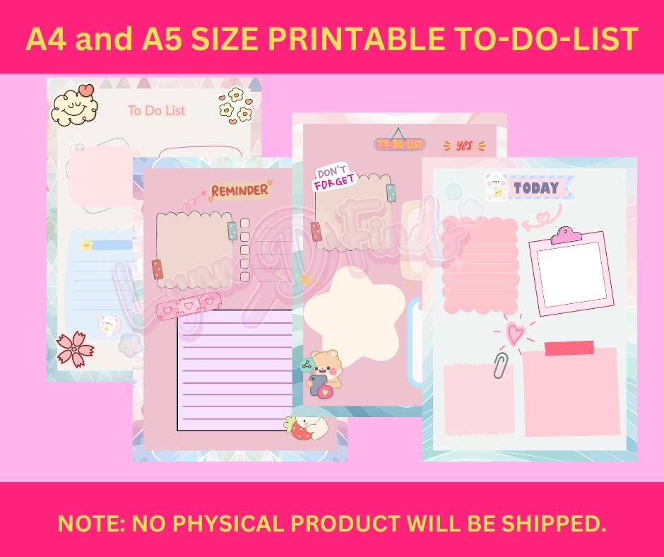 Pastel To-do List Printable Bundle (A4 & A5) | Cute Daily Planner Pages ...