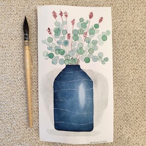 Vaso blu. Acquerello originale (non è una stampa) 13x23cm