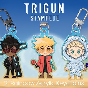 TRIGUN TRIO -  Trigun Wolfwood Vash Knives 2&quot; Rainbow Acrylic Charm