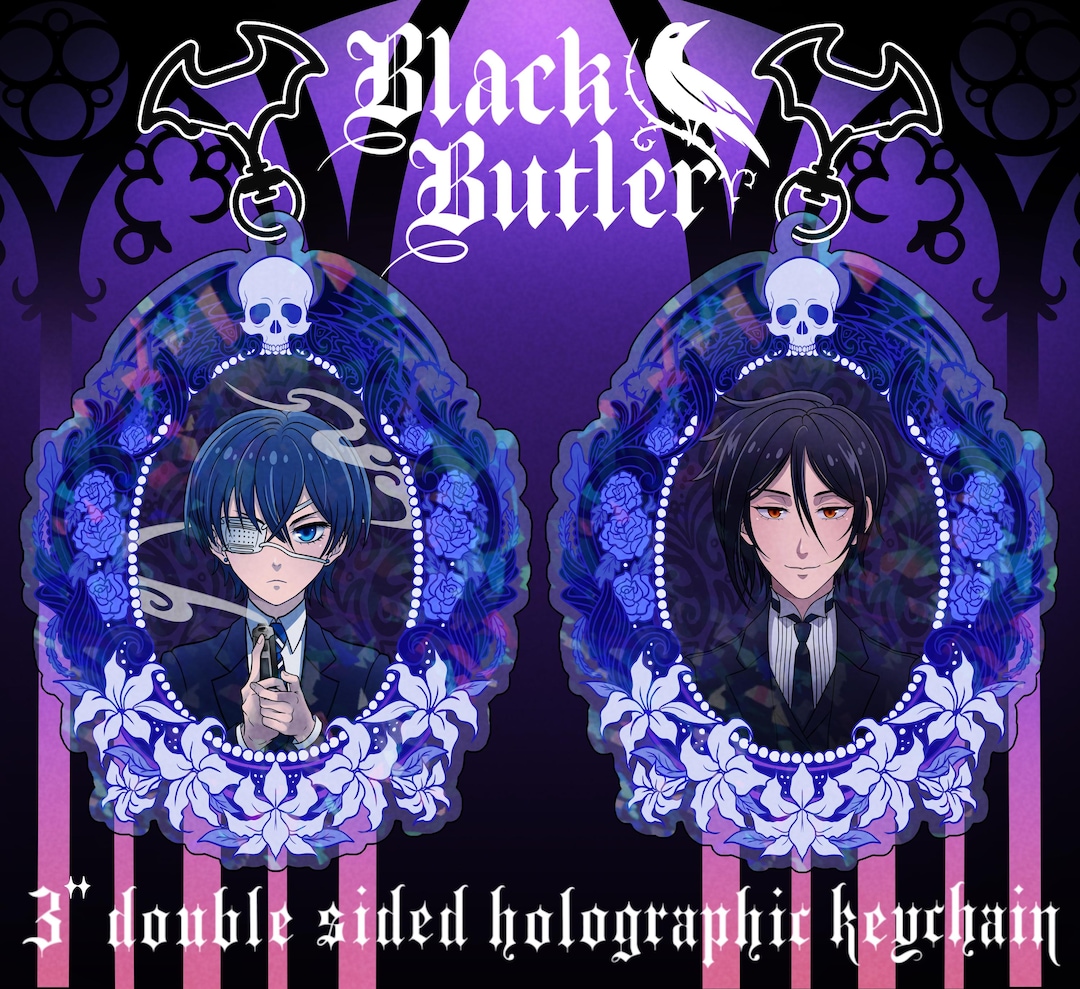 Black Butler Keychain: Ciel & Sebastian, Holographic Anime Charm - Etsy