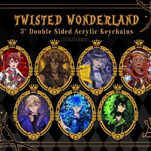 Twisted Wonderland Dorm Leaders Acrylic Keychain: Double-Sided Foil, 3&quot;