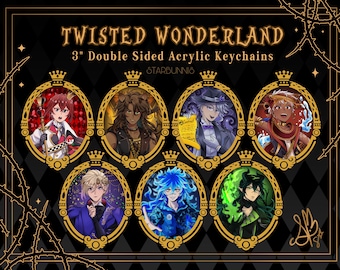 Llavero acrílico de Twisted Wonderland Dorm Leaders: Lámina de doble cara, 7,6 cm (3 pulgadas)