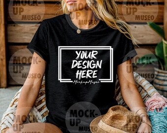 BC3001 Black Heather Mockup, BC3001 Mockup, Black Heather Mockup, Black Heather T-Shirt Mockup, Black Tee Mock, High-Quality Trendy Mockup