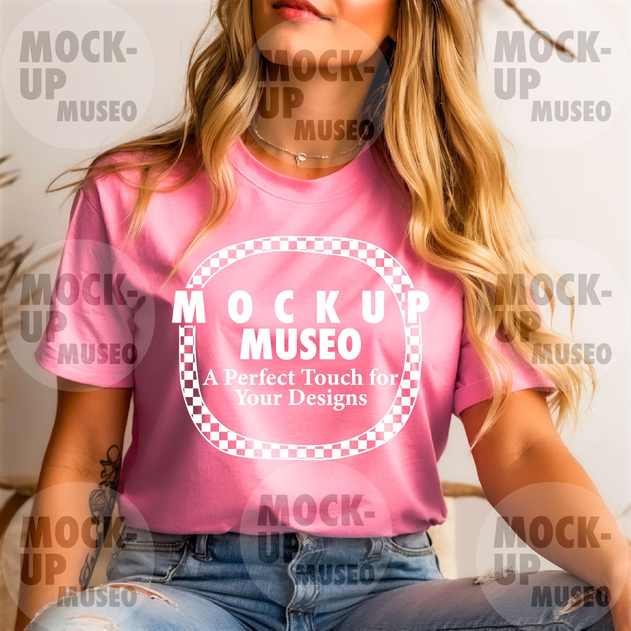 BC3001 Pink Mockup, BC3001 Pink Shirt Mockup Template, Charity Pink Tee Mockup, Simple Aesthetic Minimal Mockup, High-Quality Mockup