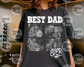 Personalized Best Dad Ever PNG, Custom Dad Photo Collage Shirt Design, Custom Text Color Gift For Dad, Father Shirt PNG (Digital File)