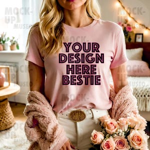 CC1717 Blossom Mockup, CC1717 Mockup, Light Pink Mockup, Blossom T-Shirt Mockup, Natural Mockup, Tee Mockup, High-Quality Trendy Mockup