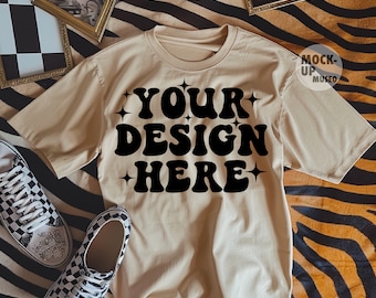 MOCKUP, Sand Color Mockup, Sand Shirt Mockup, Natural Mockup, Flat Lay, Sand Tee Shirt Mockup, Summer Tee Mockup, Flat Lay Mockup
