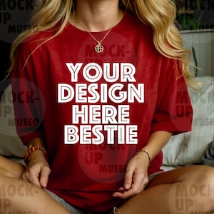 CC1717 Red Mockup, CC1717 Mockup, Red Mockup, Red T-Shirt Mockup, Natural Mockup, Tee Mockup, High-Quality Trendy Mockup, Model Mockup