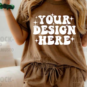 Espresso T-Shirt Mockup: Natural Model Tee Mock (Digital Download)