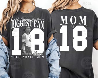 Personalized Volleyball Mom PNG, Custom Biggest Fan Volleyball Player Photo PNG, Proud Volleyball Family Gift, Custom Sports Photo Shirt