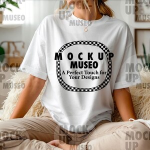 White Crewneck T-Shirt Mockup: Comfort Colors C1717, Oversized Fit