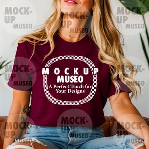 Maroon Bella Canvas 3001 T-Shirt Mockup: Model Pose (Digital Download)