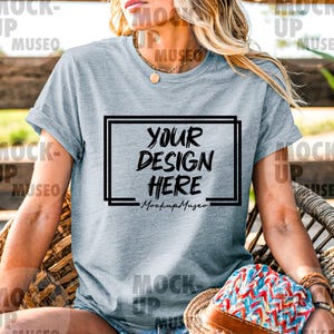 BC3001 Athletic Heather Mockup, BC3001 Mock, Athletic Heather Mockup, Athletic Heather T-Shirt Mockup, Grey Mockup, High-Quality Trendy Mock