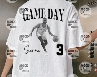 Diseño de camiseta PNG personalizado para el día del partido de baloncesto, camiseta personalizada con foto de jugador de baloncesto con nombre y número, camiseta PNG para aficionado al baloncesto