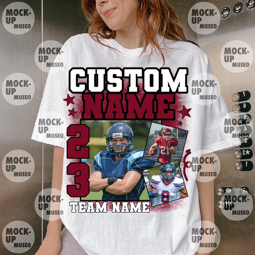 Custom Football Player PNG: Team Name and Jersey Number Personalized ...