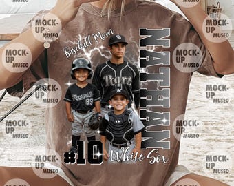 Custom Baseball PNG Shirt Design, Personalized Baseball Player Photo Shirt with Name Team Name and Jersey Number, Editable Baseball Mama PNG