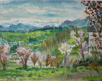 ORIGINAL "Spring" japanese painter GO (1906-1986)