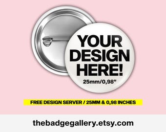 Custom buttons, badges of pins: gepersonaliseerde foto, logo of tekst: 0,98 inch/25 mm