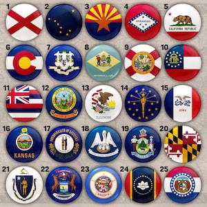 56 spelden, insignes en magneten Amerikaanse staatsvlag – pinset Amerikaanse vlag – reissouvenir Verenigde Staten (5 maten)