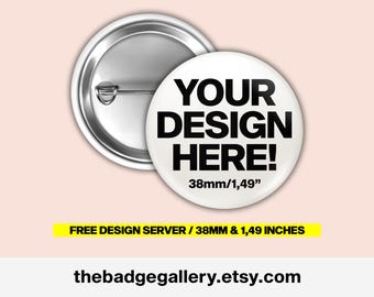 Bottoni, badge o spille personalizzati: la tua immagine, testo e logo - 1,49 pollici/38 mm