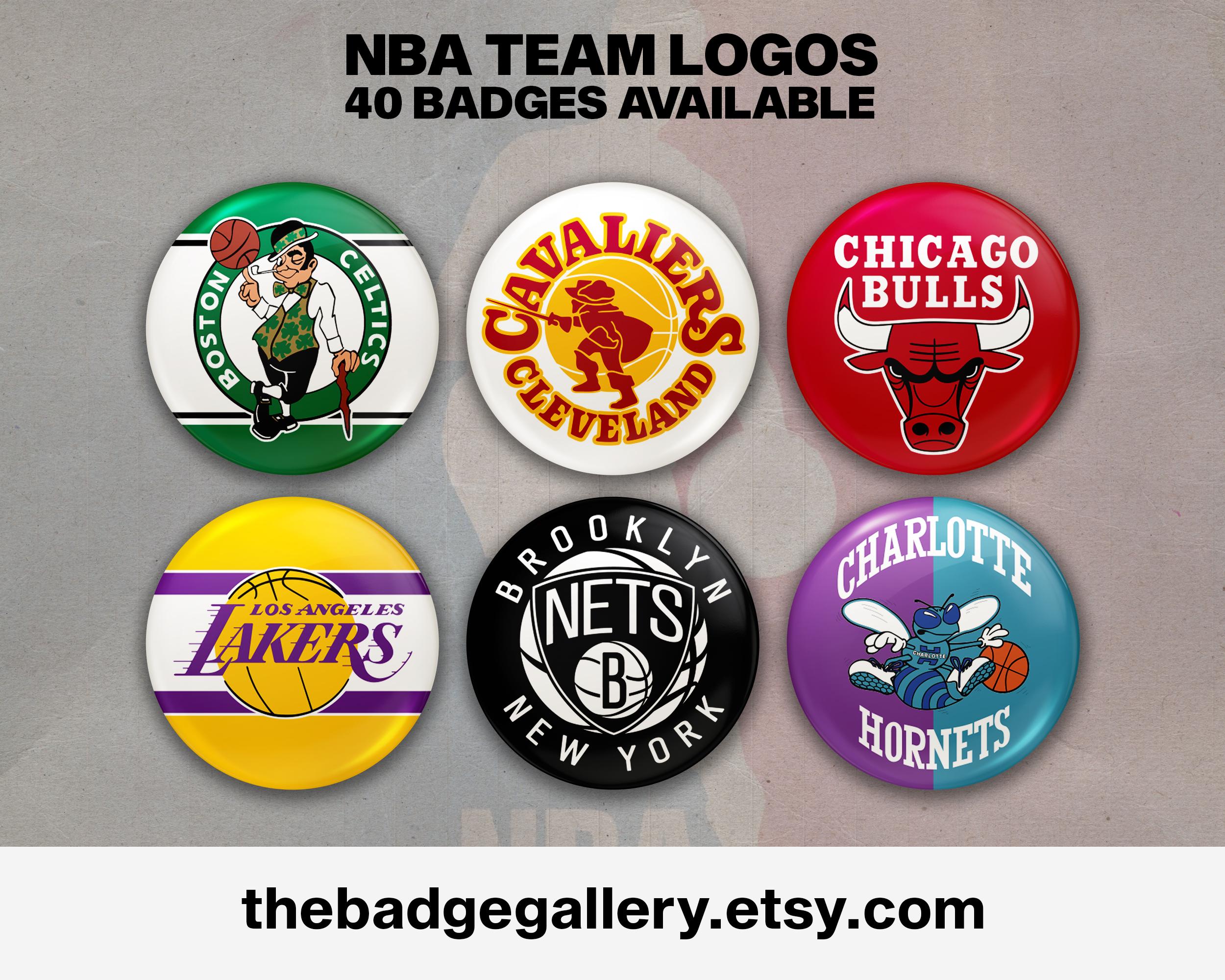 NBA Team Logo Buttons & Magnets: Vintage, Retro Sports Badges - 5