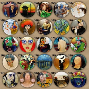 Iconic Paintings Pins & Magnet Buttons – Classic and Modern Art Badges – Collectible Famous Artwork - Gift for Art Lovers (5 Sizes)