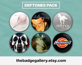 Deftones Badge Set: Metal, Nu-Metal & Rock Pins, All Covers Pack - 4 Sizes